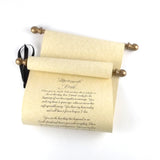 Custom printed tan parchment scroll, 8x20" paper, sets of multiples