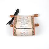 Medieval castle destination wedding invitation scrolls, black and copper, renfaire theme, optional boxes
