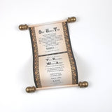Medieval castle destination wedding invitation scrolls, black and copper, renfaire theme, optional boxes