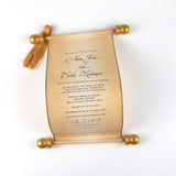 Vintage aged look wedding invitation scroll set with optional box, set of 10