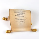 Vintage aged look wedding invitation scroll set with optional box, set of 10