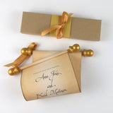 Vintage aged look wedding invitation scroll set with optional box, set of 10