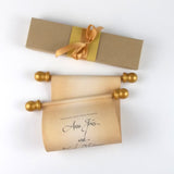 Vintage aged look wedding invitation scroll set with optional box, set of 10