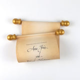 Vintage aged look wedding invitation scroll set with optional box, set of 10
