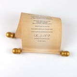 Vintage aged look wedding invitation scroll set with optional box, set of 10