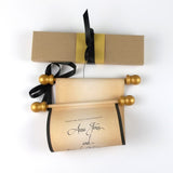 Vintage aged look wedding invitation scroll set with optional box, set of 10