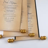 Vintage aged look wedding invitation scroll set with optional box, set of 10