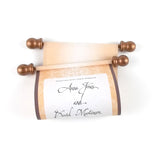 Elegant damask wedding invitation scrolls, vintage Victorian style, bronze and brown, optional boxes