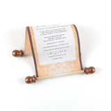 Elegant damask wedding invitation scrolls, vintage Victorian style, bronze and brown, optional boxes