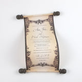 Gothic themed destination wedding invitation scrolls, optional boxes