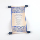 Damask wedding invitation scroll, elegant Victorian style invitation, optional box