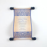 Damask wedding invitation scroll, elegant Victorian style invitation, optional box