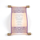 Damask wedding invitation scroll, elegant Victorian style invitation, optional box