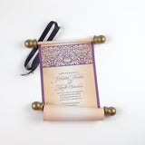 Damask wedding invitation scroll, elegant Victorian style invitation, optional box