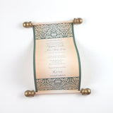 Damask wedding invitation scroll, elegant Victorian style invitation, optional box