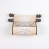 Damask wedding invitation scroll, elegant Victorian style invitation, optional box