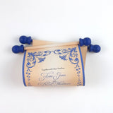Floral Regency style wedding invitation scroll, formal invitation, plum and aged gold, optional box