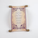 Floral Regency style wedding invitation scroll, formal invitation, optional box