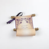 Floral Regency style wedding invitation scroll, formal invitation, optional box