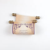 Floral Regency style wedding invitation scroll, formal invitation, optional box