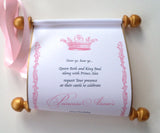 Royal princess birthday invitation scroll, set of 10