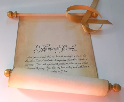 Custom parchment scroll, 8x19 inches paper, personalized with your own words, handmade
