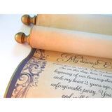 Customized scroll in plum and gold, 8x19 inches paper, handmade in the USA