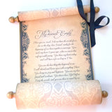 navy scroll with custom text