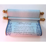 Regency decorative scroll in aged gold and blue, 8x18" blue parchment, blank or personalized with your own words
