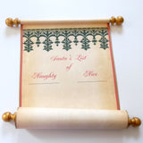 Santa's List Naughty and Nice on a scroll, blank scroll for hand written list, Nordic design Xmas scroll