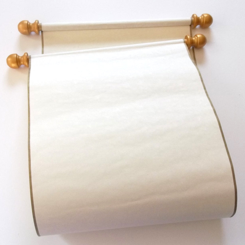 Wide Scroll Extra wide blank parchment scroll, gold accents, 11x19