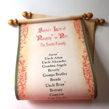 Santa's List of Naughty or Nice for your family, personalized scroll, 8x20" paper, up to 60 custom names