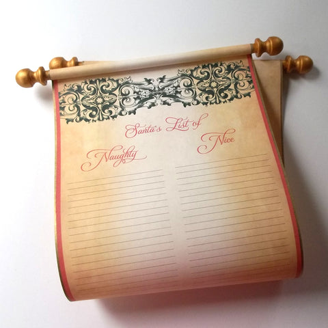 Santa's List of Naughty or Nice scroll, blank, decorative design