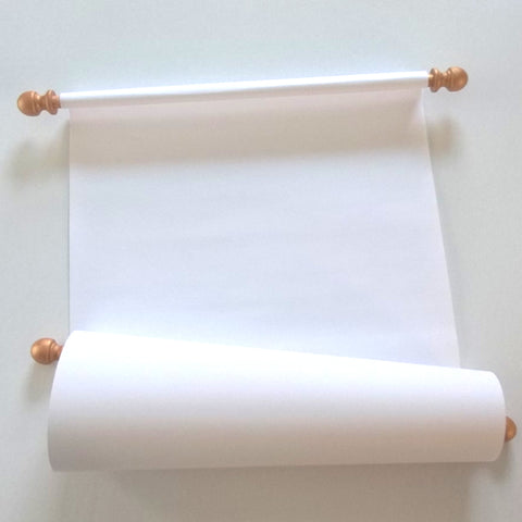 Blank white paper scroll for hand calligraphy with gold accents, 11x19" paper