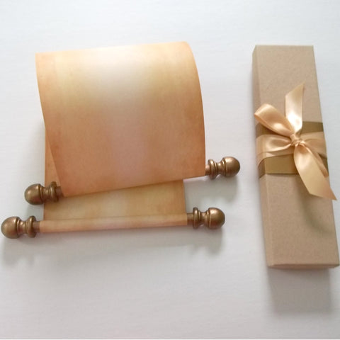 Rustic aged blank scroll for hand writing, 5x13" paper