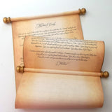 Large custom printed scroll, 12x20" vintage style parchment paper, handmade in the USA