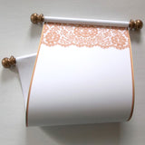Lace blank paper scroll with aged gold accents, 7.75x17" paper