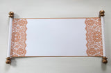 Lace blank paper scroll with aged gold accents, 7.75x17" paper