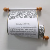 Victorian Floral Message Scroll with Gold Accents, 5x12" paper, optional gift box