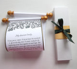 Victorian Floral Message Scroll with Gold Accents, 5x12" paper, optional gift box