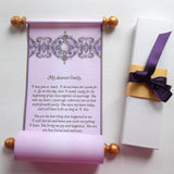 Victorian Style Custom Message Scroll with Gold Accents, 5x12" paper, optional gift box