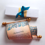 Victorian Floral Message Scroll with Gold Accents, 5x12" paper, optional gift box