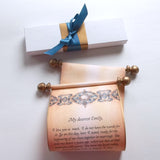 Victorian Style Custom Message Scroll with Gold Accents, 5x12" paper, optional gift box