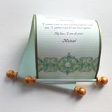 Victorian Style Custom Message Scroll with Gold Accents, 5x12" paper, optional gift box