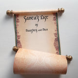 Santa Claus list of Naughty and Nice, fantasy design, 8x19" wide aged parchment paper scroll