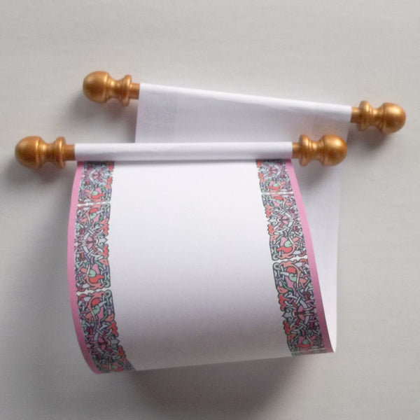 Celtic fairy paper scroll with gold accents and optional gift box, blank