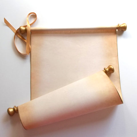 rustic aged paper scroll, blank