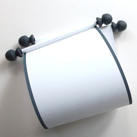 Blank white paper scroll with gift box for hand writing a personal message, 5x12" ridge textured paper