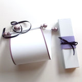 Blank white paper scroll with gift box for hand writing a personal message, 5x12" ridge textured paper