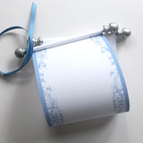 Blue and silver fairytale princess blank paper scroll with optional crown and gift box